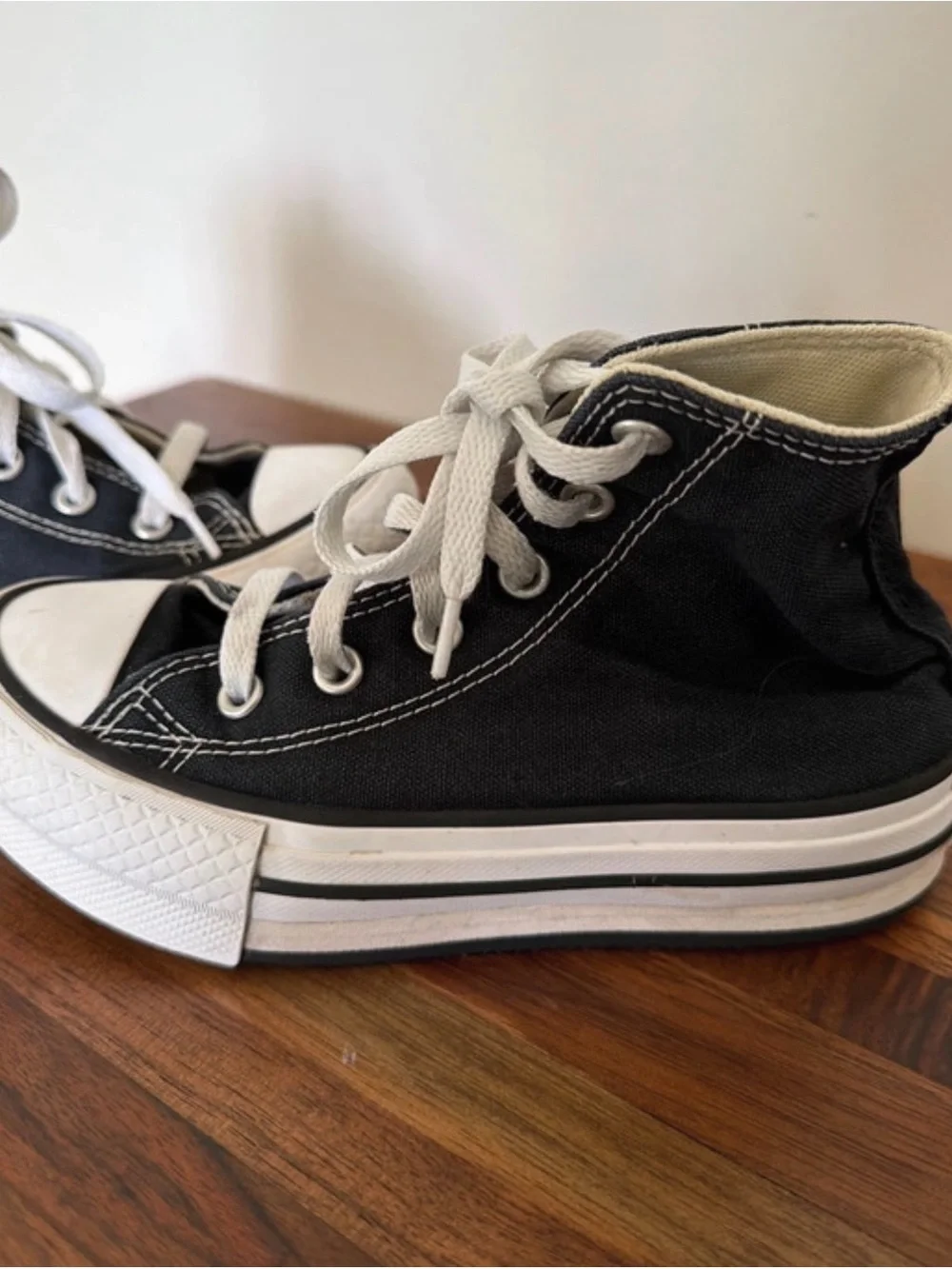 Kids Black High-Top Canvas Platform Sneakers